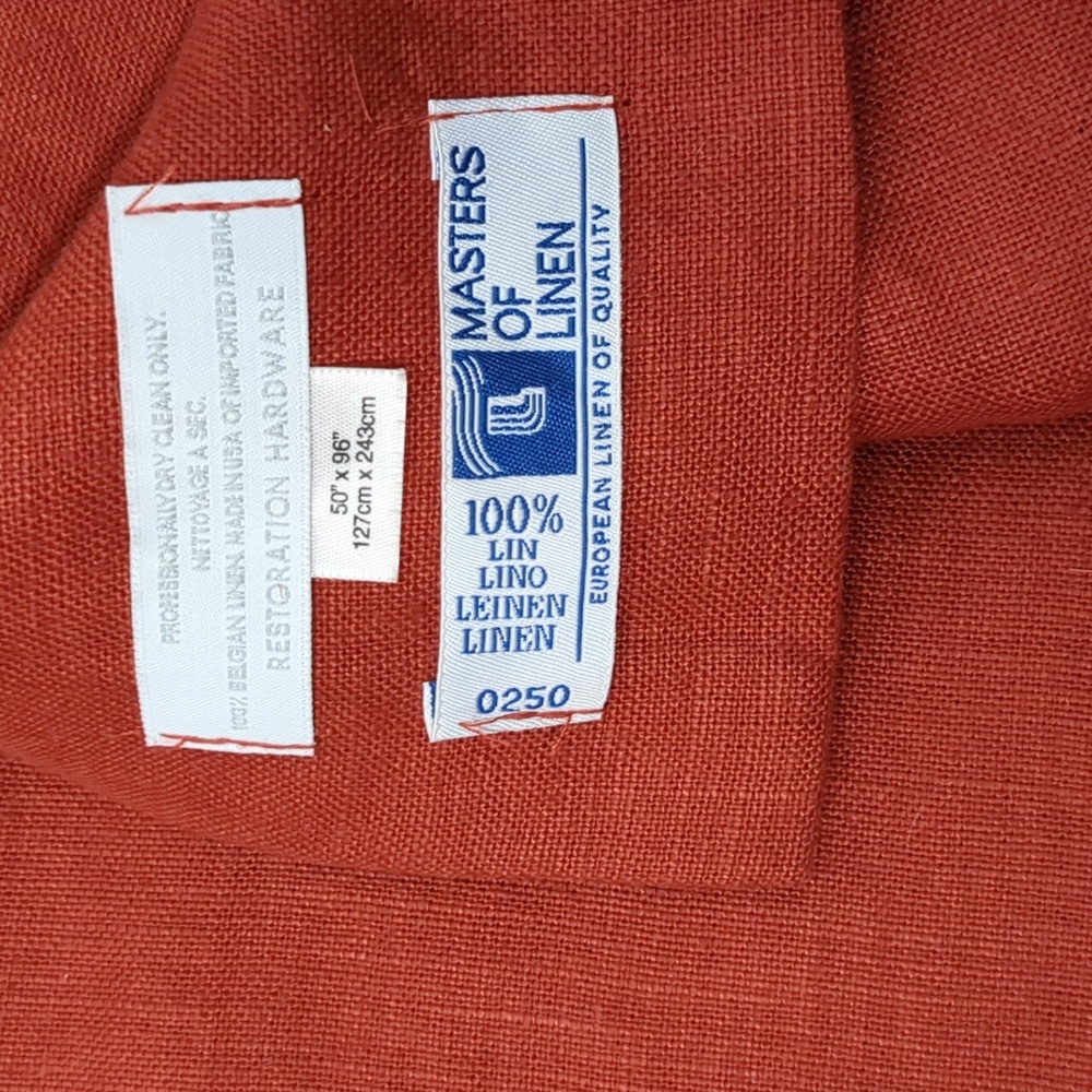 Two Restoration Hardware Belgian Linen Rod Pocket Curtains